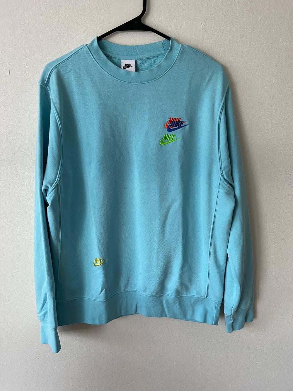 Nike Sportswear Essentials Blue French Terry Crewneck Futura Sweatshirt M